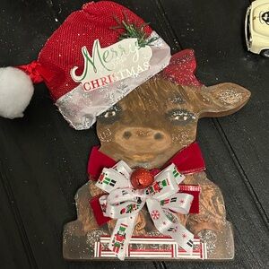 Highland Cow Merry Christmas Ornament